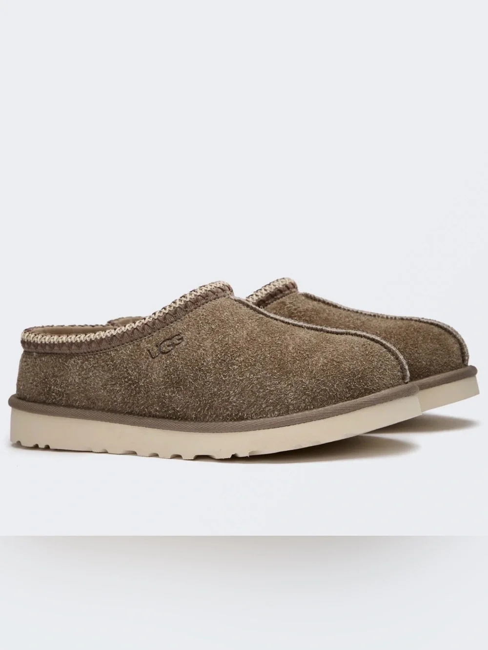 UGG Tasman Shaggy Suede Men’s Slip On Slipper Sheepskin Size 10 Smoke Plume Gray